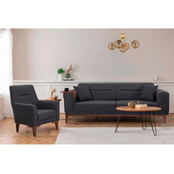 Set canapea extensibilă, Unique Design, 867UNQ1671, Lemn de carpen, Antracit