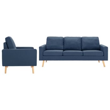 Set de canapele 2 piese albastru material textil