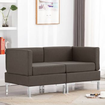 Set de canapele 2 piese gri taupe material textil