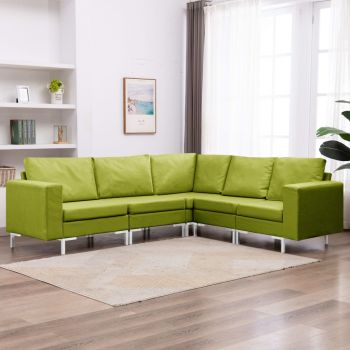 Set de canapele 5 piese verde material textil