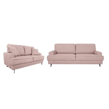 Set 2 canapele cu 2 și 3 locuri Kooko Home Rumba, roz fixa