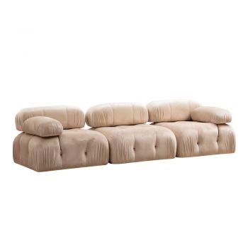 Canapea bej cu tapițerie din catifea 288 cm Bubble – Balcab Home