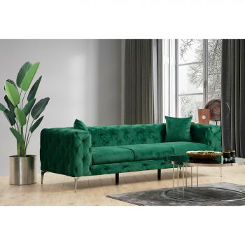 Canapea Como 3L, 237x90x70 cm, Verde la reducere