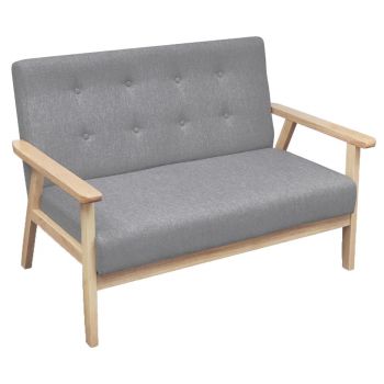 Canapea cu 2 locuri material textil gri deschis