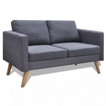 Canapea cu 2 locuri material textil gri inchis