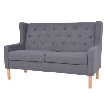 Canapea cu 2 locuri material textil gri