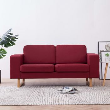 Canapea cu 2 locuri roșu vin material textil