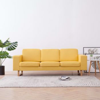 Canapea cu 3 locuri galben material textil