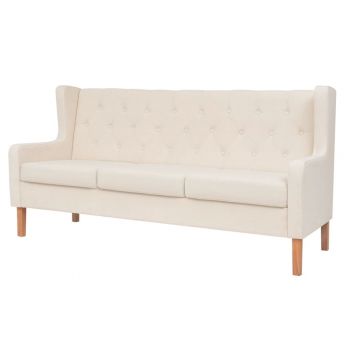 Canapea cu 3 locuri material textil alb crem