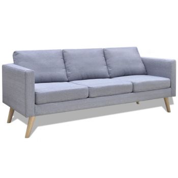 Canapea cu 3 locuri material textil gri deschis