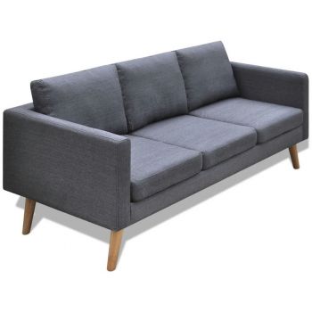 Canapea cu 3 locuri material textil gri inchis