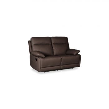 Canapea cu Recliner Asaka 2L, 153x85x100 cm, Piele Naturala, Maro ieftina