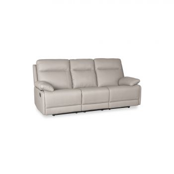 Canapea cu Recliner Asaka 3L, 213x85x100 cm, Piele Naturala, Cappuccino