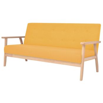 Canapea de 3 persoane textil galben