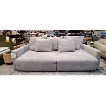 Canapea Extensibila, 3 Locuri, Lada de Depozitare, tapitata cu stofa, Perne Incluse, Espano Gri, l257xA108xH94 cm