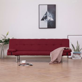 Canapea extensibilă cu două perne roșu vin poliester