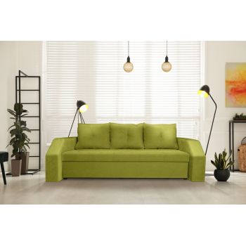 Canapea extensibila Marbella 230x93x77 cm, cu lada de depozitare, verde ieftina