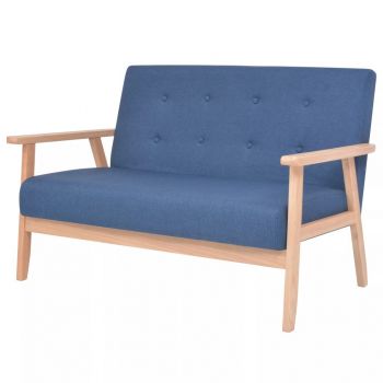 Canapea pentru 2 persoane material textil albastru