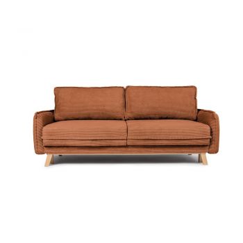 Canapea portocalie extensibilă cu tapițerie din catifea reiată 218 cm Tori – Bonami Selection
