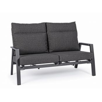 Canapea Recliner pentru gradina / terasa, din aluminiu, 2 locuri, Kledi JX55 Antracit, l152xA81xH98 cm