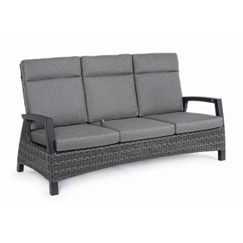 Canapea Recliner pentru gradina / terasa, din aluminiu si fibre sintetice, 3 locuri, Britton JX55 Antracit, l194,5xA83xH103 cm