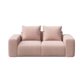 Canapea roz-deschis cu tapițerie din stofă bouclé 212 cm Feiro – MESONICA