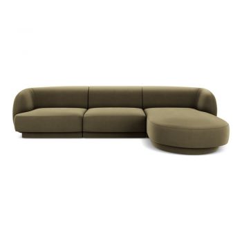 Colțar verde cu tapițerie din catifea (cu colțar pe partea dreaptă) Miley – Micadoni Home Colțar verde cu tapițerie din catifea (cu colțar pe partea dreaptă) Miley – Micadoni Home