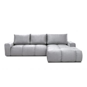 Coltar Atlas Extensibil cu Sezlong pe Dreapta, cu Lada de Depozitare, Perne Incluse, l304xA216xH92 cm -tapitat cu Element 17