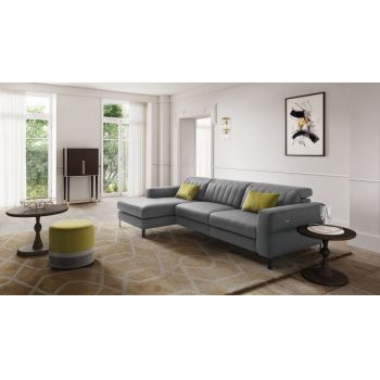 Coltar Eragon Fix cu Benzi Elastice si Spuma Poliuretanica, Sezlong pe Stanga, Mecanism Electric Relax, Tetiere Reglabile, l289xA158xH78-102 cm