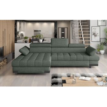 Coltar Extensibil, cu Sezlong pe Stanga, Lada de Depozitare, Tetiere si Cotiere Reglabile, Savel Mini, l270xA173xH75-95 cm -ROSARIO 463 Coltar Extensibil, cu Sezlong pe Stanga, Lada de Depozitare, Tetiere si Cotiere Reglabile, Savel Mini, l270xA173xH75-95 cm -ROSARIO 463