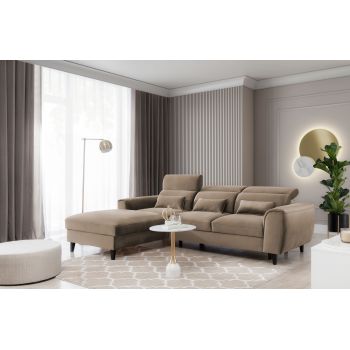 Coltar Extensibil Fobleros Plus Maro Deschis cu Lada de Depozitare, Sezlong pe Stanga, Tetiere Reglabile, l267xA196xH83-100 cm Coltar Extensibil Fobleros Plus Maro Deschis cu Lada de Depozitare, Sezlong pe Stanga, Tetiere Reglabile, l267xA196xH83-100 cm