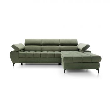 Coltar Extensibil Lugano I, 276x174x77-93 cm, Stofa Verde Olive, Castel 39