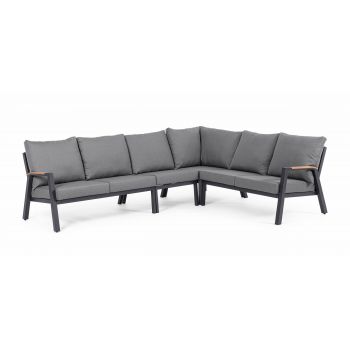 Coltar modular pentru gradina / terasa, din aluminiu, cu perne detasabile, Jacob Antracit, l286xA221xH88 cm