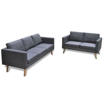 Set canapele cu 2 locuri și 3 locuri textil gri inchis