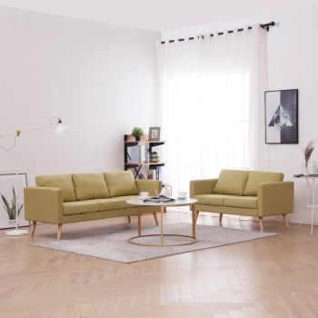 Set de canapele 2 piese verde material textil