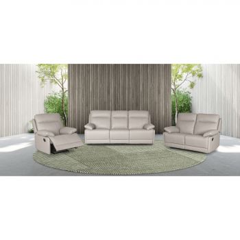 Set Recliner Asaka 3L+2L+1L, 213x85x100 cm, Piele Naturala, Cappuccino