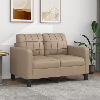 vidaXL Canapea cu 2 locuri, cappuccino, 120 cm, piele ecologică vidaXL Canapea cu 2 locuri, cappuccino, 120 cm, piele ecologică