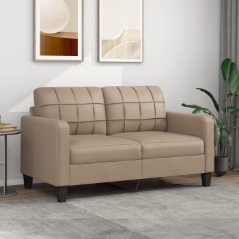 vidaXL Canapea cu 2 locuri, cappuccino, 140 cm, piele ecologică vidaXL Canapea cu 2 locuri, cappuccino, 140 cm, piele ecologică