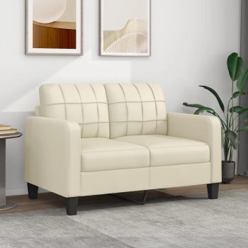 vidaXL Canapea cu 2 locuri, crem, 120 cm, piele ecologică vidaXL Canapea cu 2 locuri, crem, 120 cm, piele ecologică