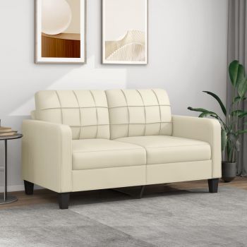 vidaXL Canapea cu 2 locuri, crem, 140 cm, piele ecologică vidaXL Canapea cu 2 locuri, crem, 140 cm, piele ecologică