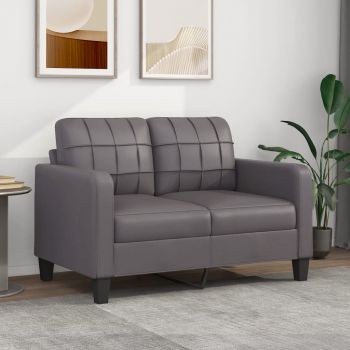 vidaXL Canapea cu 2 locuri, gri, 120 cm, piele ecologică vidaXL Canapea cu 2 locuri, gri, 120 cm, piele ecologică