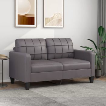 vidaXL Canapea cu 2 locuri, gri, 140 cm, piele ecologică vidaXL Canapea cu 2 locuri, gri, 140 cm, piele ecologică