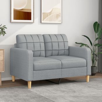 vidaXL Canapea cu 2 locuri, gri deschis, 120 cm, material textil vidaXL Canapea cu 2 locuri, gri deschis, 120 cm, material textil