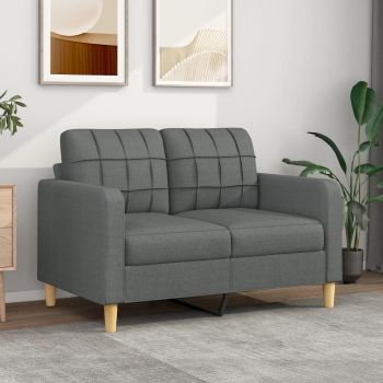 vidaXL Canapea cu 2 locuri, gri închis, 120 cm, material textil vidaXL Canapea cu 2 locuri, gri închis, 120 cm, material textil