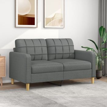 vidaXL Canapea cu 2 locuri, gri închis, 140 cm, material textil vidaXL Canapea cu 2 locuri, gri închis, 140 cm, material textil