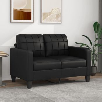 vidaXL Canapea cu 2 locuri, negru, 120 cm, piele ecologică vidaXL Canapea cu 2 locuri, negru, 120 cm, piele ecologică