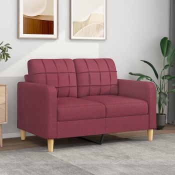 vidaXL Canapea cu 2 locuri, roșu vin, 120 cm, material textil vidaXL Canapea cu 2 locuri, roșu vin, 120 cm, material textil