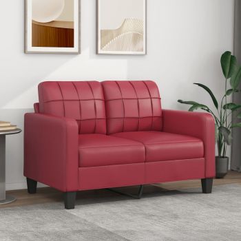 vidaXL Canapea cu 2 locuri, roșu vin, 120 cm, material textil vidaXL Canapea cu 2 locuri, roșu vin, 120 cm, material textil