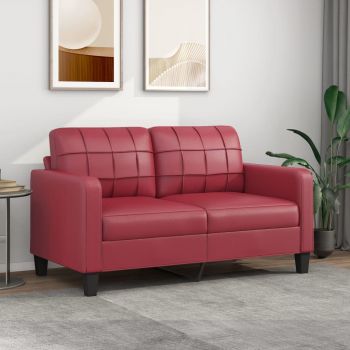 vidaXL Canapea cu 2 locuri, roșu vin, 140 cm, piele ecologică vidaXL Canapea cu 2 locuri, roșu vin, 140 cm, piele ecologică