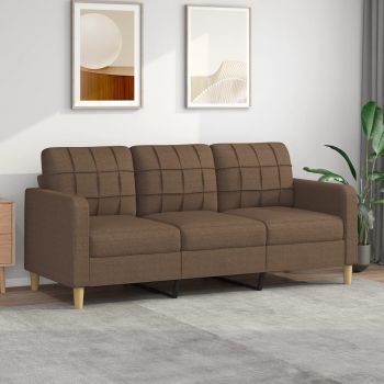 vidaXL Canapea cu 3 locuri, maro, 180 cm, material textil vidaXL Canapea cu 3 locuri, maro, 180 cm, material textil